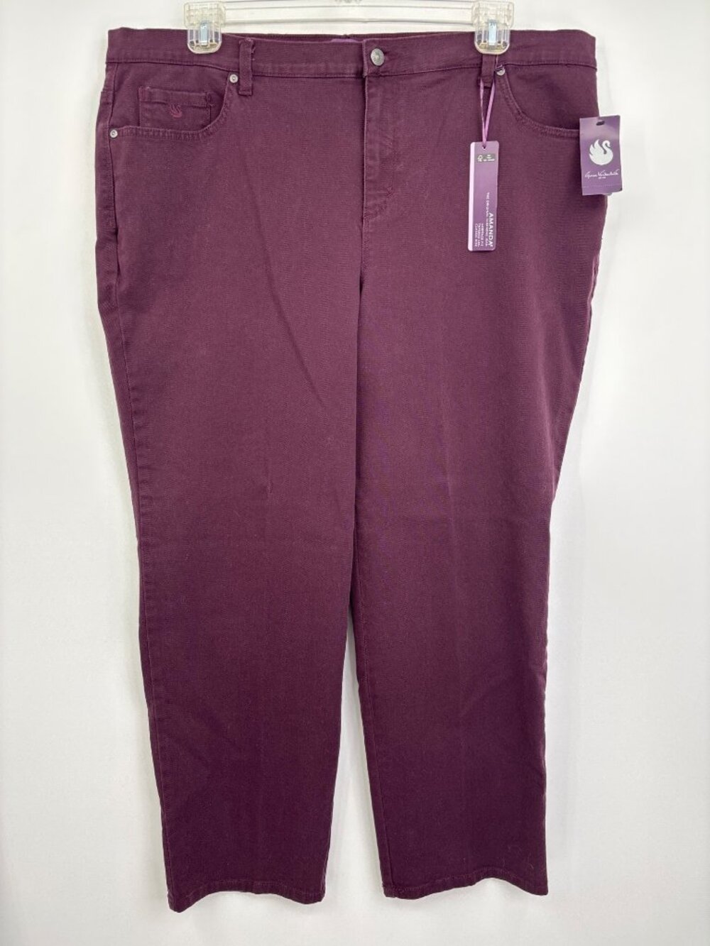 Gloria Vanderbilt Amanda Slimming Jean Plum Wine Size 20W Short NEW